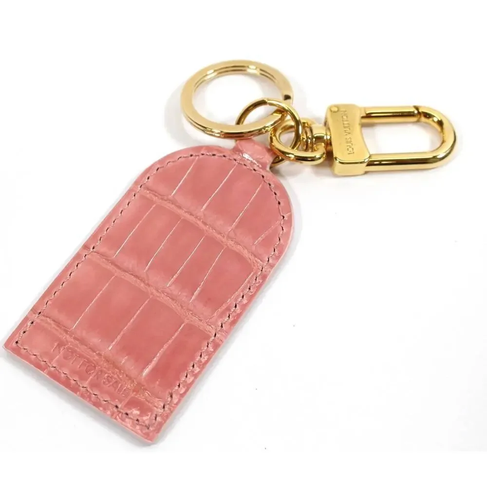 Louis Vuitton Pink Alligator Keychain Bag Charm Key Holder exotic LV Gold VIP